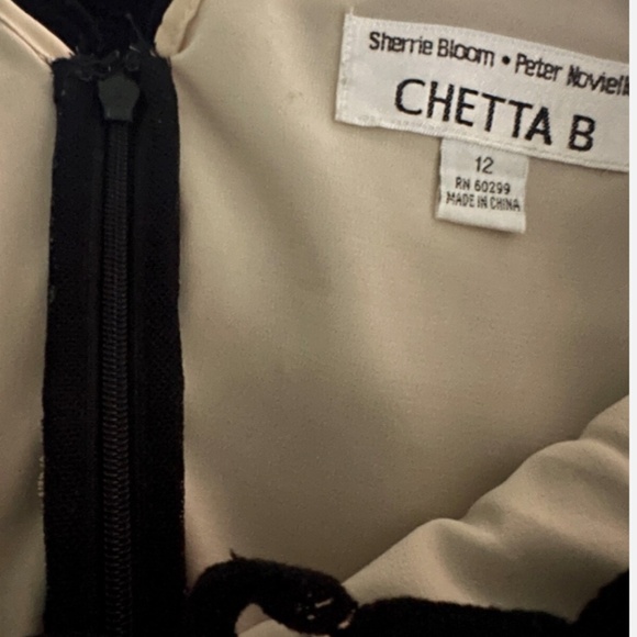 Chetta B Sherrie Bloom Peter Noviello Black Lace Cocktail Dress Sz 12 Bow Belt - Picture 10 of 11